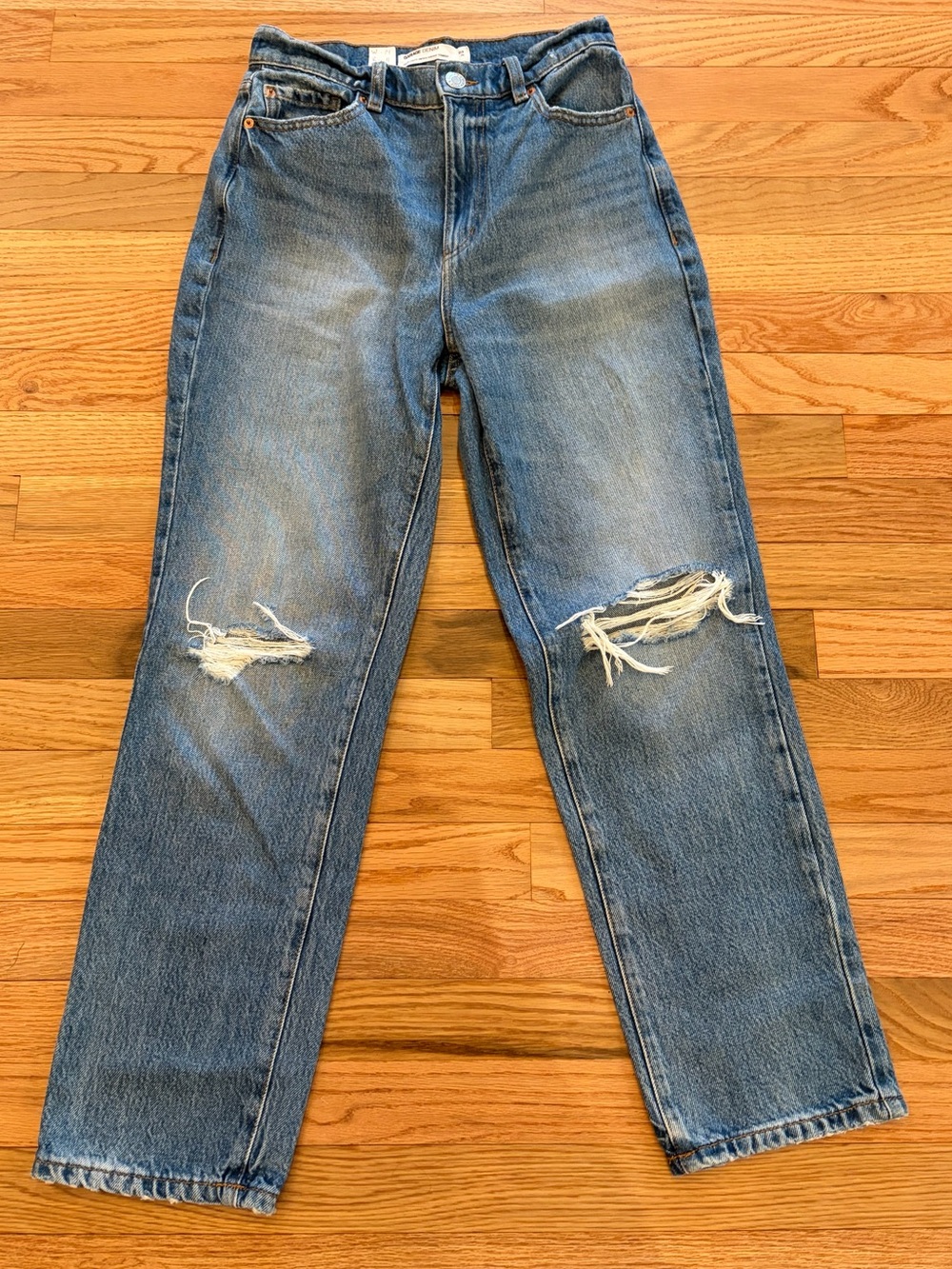 Women’s Garage Denim Blue Distressed Vintage Straight-Leg Jeans-Size 03 (26)